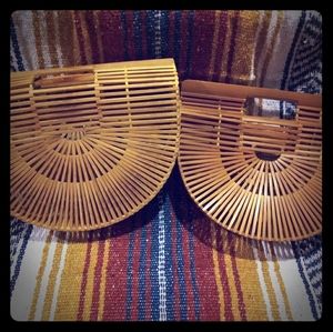 Two vintage bamboo purses